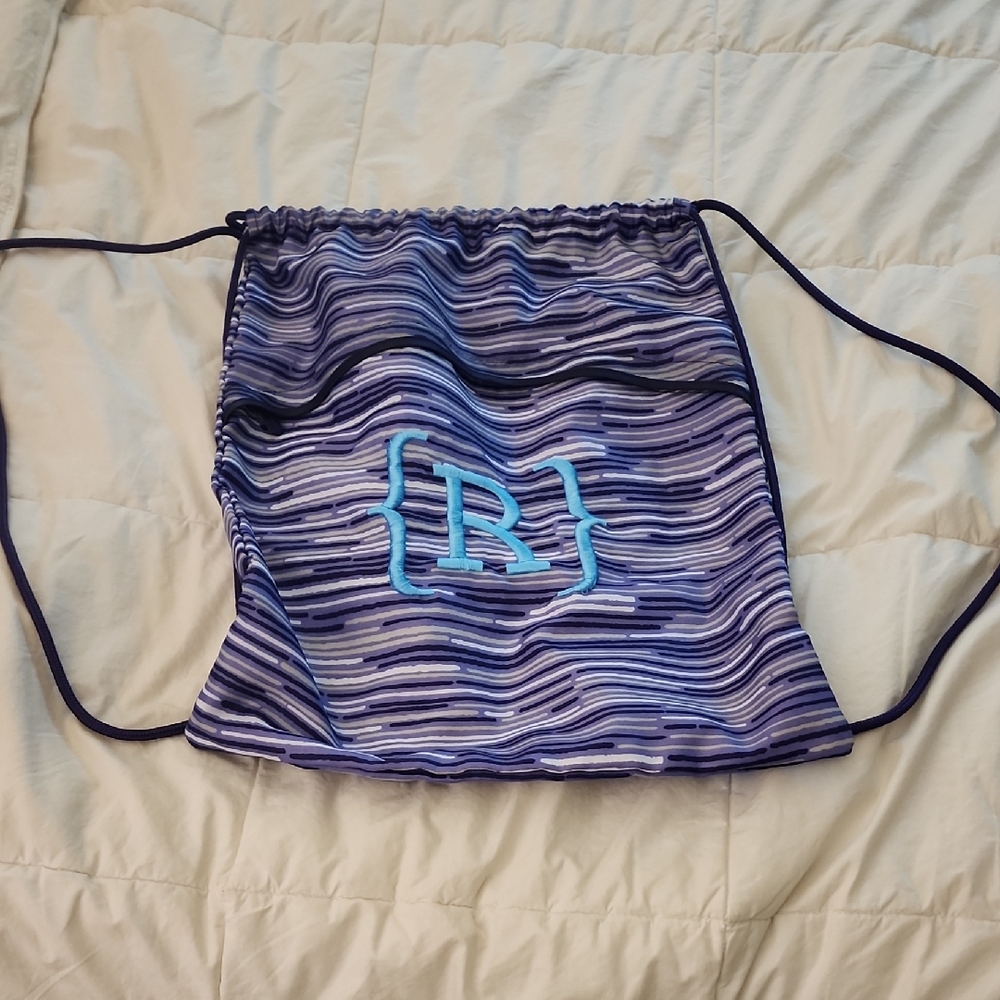 Thirty One Blue and Purple Drawstring Bag